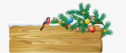 可爱圣诞球冬季黄色标题木牌高清图片