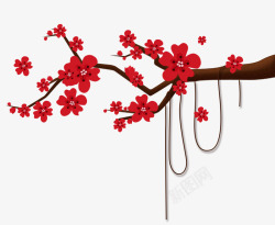 春天喜庆卡通大红梅花过年元旦高清图片