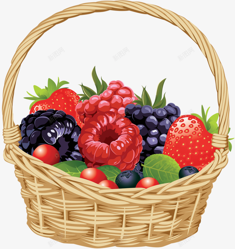 一篮子水果png免抠素材_88icon https://88icon.com 水果 红色 草莓 蓝莓