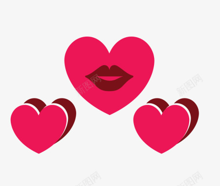 手绘爱心素材免费下载红唇心型图案图标图标