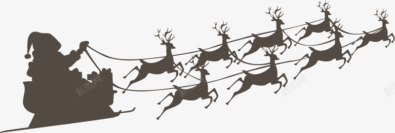 圣诞节麋鹿拉车png免抠素材_88icon https://88icon.com 喜庆 圣诞老人 圣诞节麋鹿 奔跑 棕色雪橇 麋鹿拉车