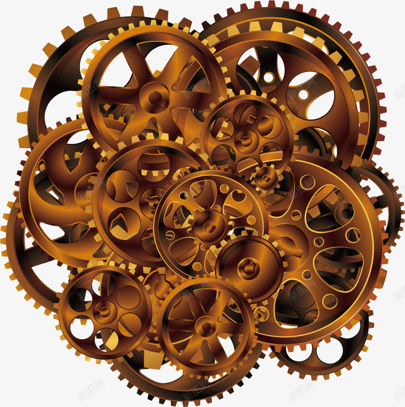 齿轮矢量图ai免抠素材_88icon https://88icon.com 创意设计 工业 机械 装饰素材 金属 黄色 齿轮 矢量图
