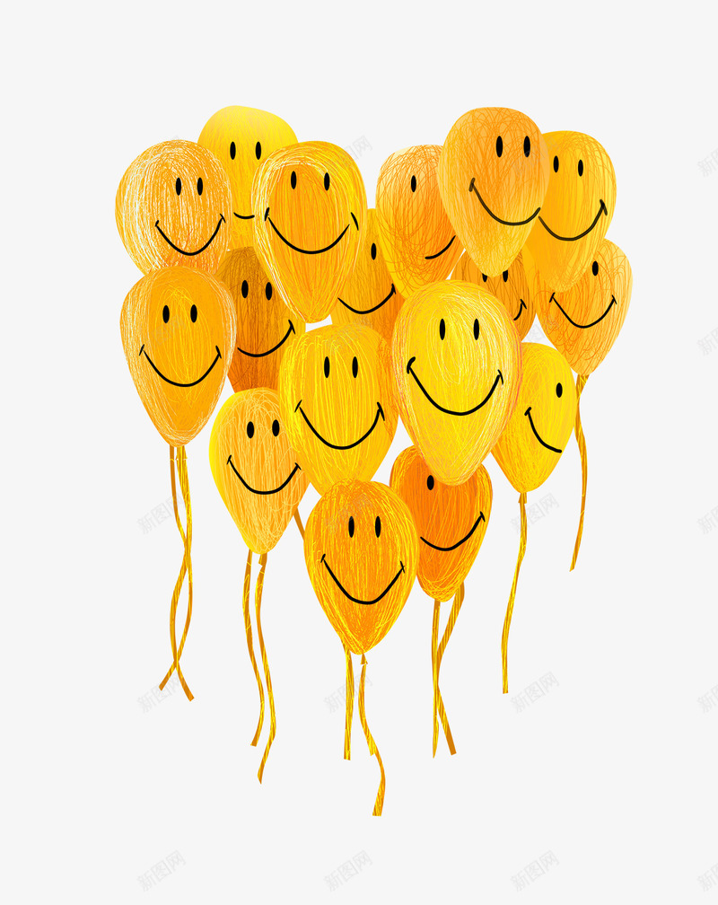 卡通手绘表情气球psd免抠素材_88icon https://88icon.com 免抠飘散的气球 卡通 手绘 气球 表情 黄色气球