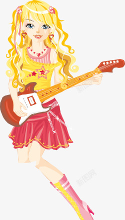 吉他剪贴画弹吉他的女孩高清图片