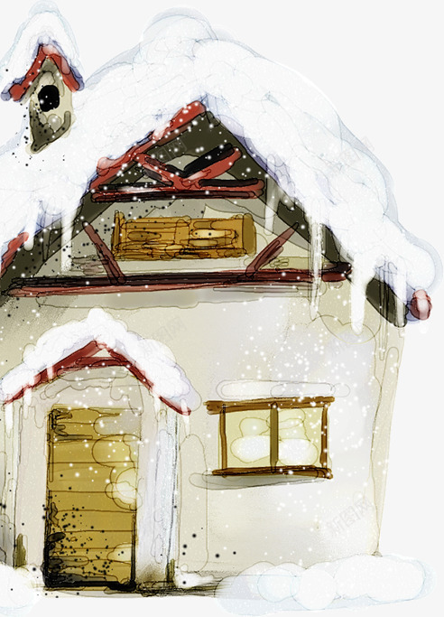 创意手绘合成雪景房子png免抠素材_88icon https://88icon.com 创意 合成 房子 雪景