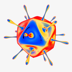 病毒颗粒免抠PNG病毒3D彩色立体插画高清图片