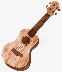 棕色手绘吉他乐器素材