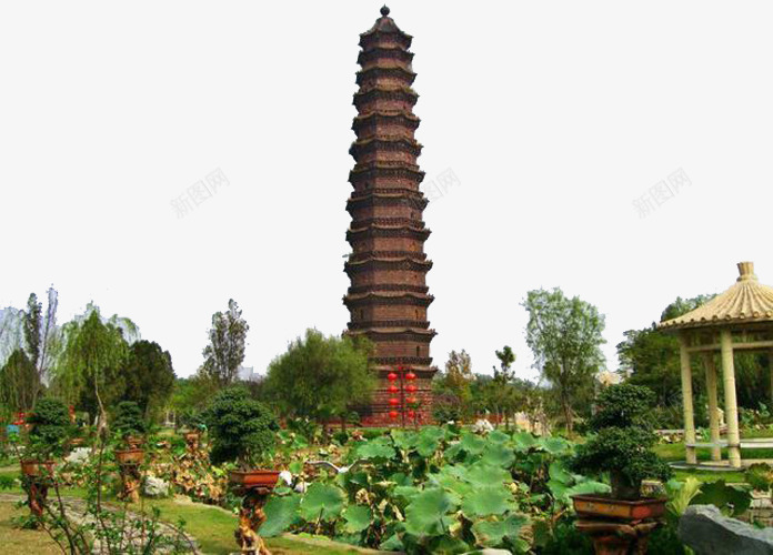 开封的宏伟铁塔png免抠素材_88icon https://88icon.com 凉亭 开封 旅游景点 荷叶 铁塔