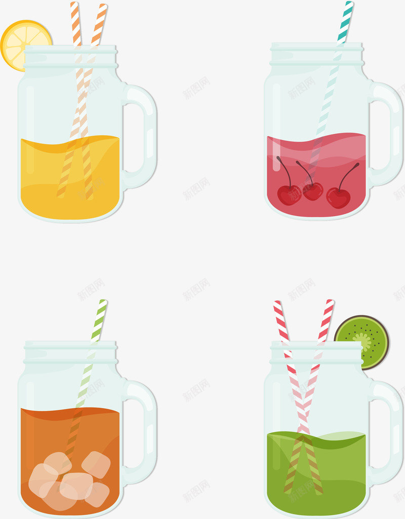 4款美味水果汁png免抠素材_88icon https://88icon.com AI矢量 水彩画 水果 水果汁 玻璃杯 美味