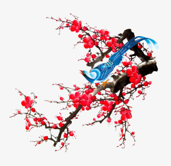 喜雀梅花树上的喜鹊高清图片