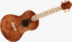 手绘的棕色吉他乐器素材