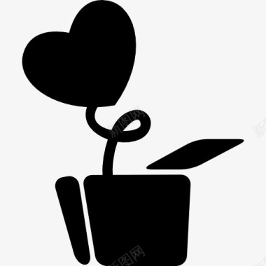 爱植物心形的叶片在锅图标图标