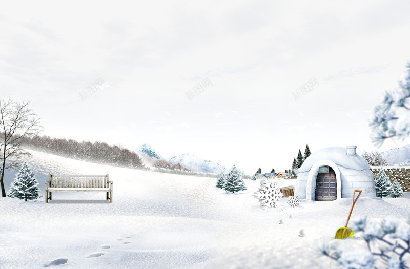 雪景房子雪地png免抠素材_88icon https://88icon.com 房子 椅子 铲子 雪地 雪景 雪景图片