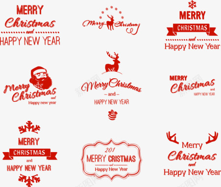 贺卡设计元素红色圣诞节标志logo图标图标