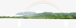 绿色远山背景雨后彩虹风景高清图片
