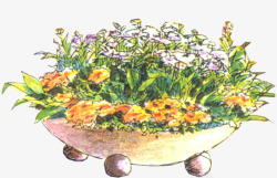 创意手绘水彩植物盆栽素材