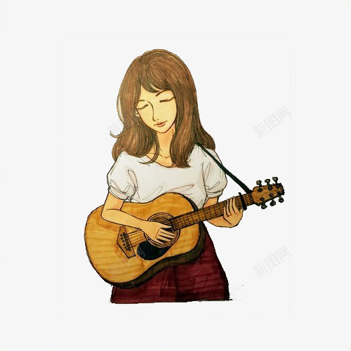 演凑的少女png免抠素材_88icon https://88icon.com 乐器 乐器吉他 卡通手绘吉他 吉他 吉他手绘 少女 手绘吉他画