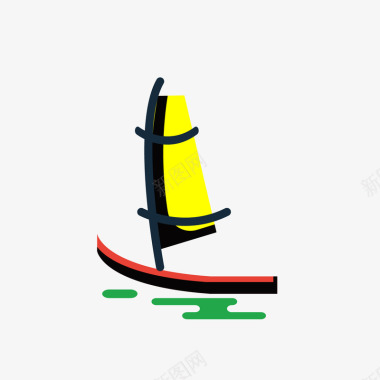 运动运输彩色扁平化帆船元素矢量图图标图标