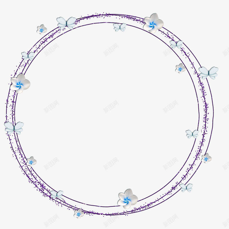 紫色清新花藤圆圈边框纹理png免抠素材_88icon https://88icon.com 免抠PNG 圆圈 大圈套小 清新 紫色 花藤 边框纹理