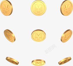 飞扬的金币金币各种角度金币金币高清图片