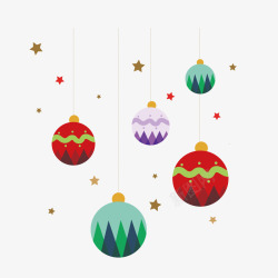 悬挂五角星免扣彩色圣诞彩球装饰元素矢量图高清图片
