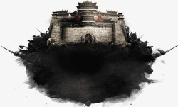 中国风水墨游戏城墙素材