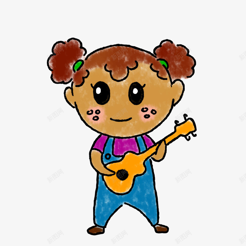 水彩绘弹吉他女孩png免抠素材_88icon https://88icon.com 卡通女孩 弹吉他女孩 水彩绘女孩 背景装饰