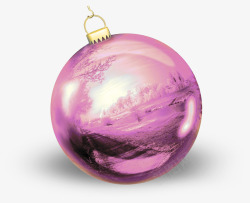紫色风景圣诞彩球素材