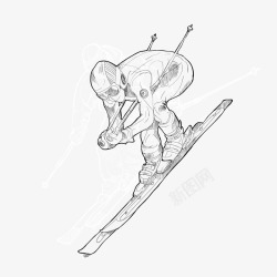 滑雪比赛手绘人物矢量图素材