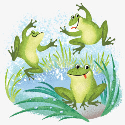三只青蛙蹦蹦跳的青蛙三只高清图片