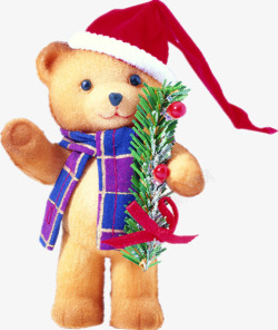 矢量圣诞节玩偶带着圣诞帽的小熊高清图片