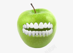 卡通的假牙苹果牙齿高清图片