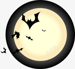 恐怖图案黄色恐怖月亮蝙蝠高清图片