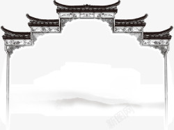 复古中国风城楼屋檐素材