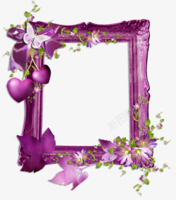 紫色复古花边框素材