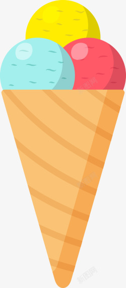 卡通彩色冰淇淋球矢量图素材