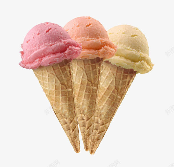 三个甜筒png免抠素材_88icon https://88icon.com 冰淇淋 甜筒 雪糕 雪糕球