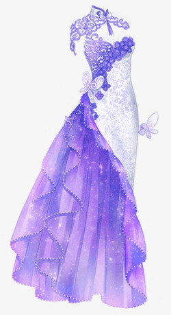 古典裙子紫色纱旗袍裙高清图片