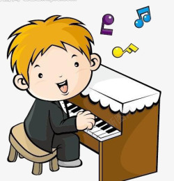 儿童弹钢琴卡通人物高清图片