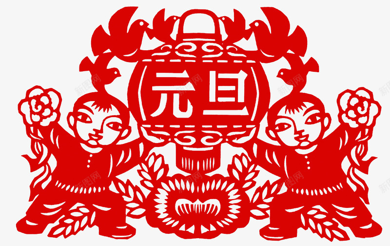 中国风元旦传统艺术剪纸png免抠素材_88icon https://88icon.com 中国风 传统艺术 元旦 剪纸 灯笼 红色
