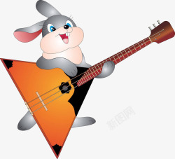 卡通兔子弹吉他素材