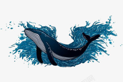 手绘海浪鲸鱼素材