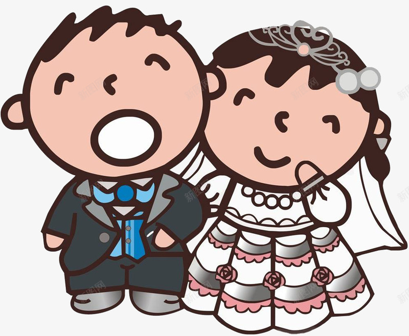 卡通结婚新娘新郎png免抠素材_88icon https://88icon.com 卡通结婚 新娘头纱 新娘新郎 结婚