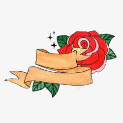 情人节手绘玫瑰花装饰素材
