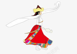 翩翩起舞的藏族女人素材