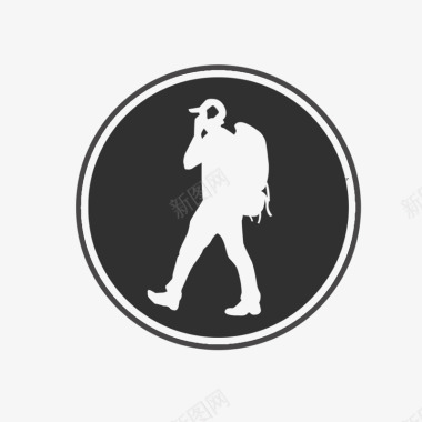旅人黑白圆形icon图标图标