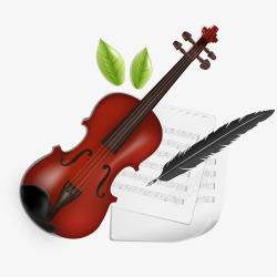 羽毛钢笔和吉他简图素材