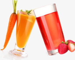健康又营养的胡萝卜汁和草莓汁素材