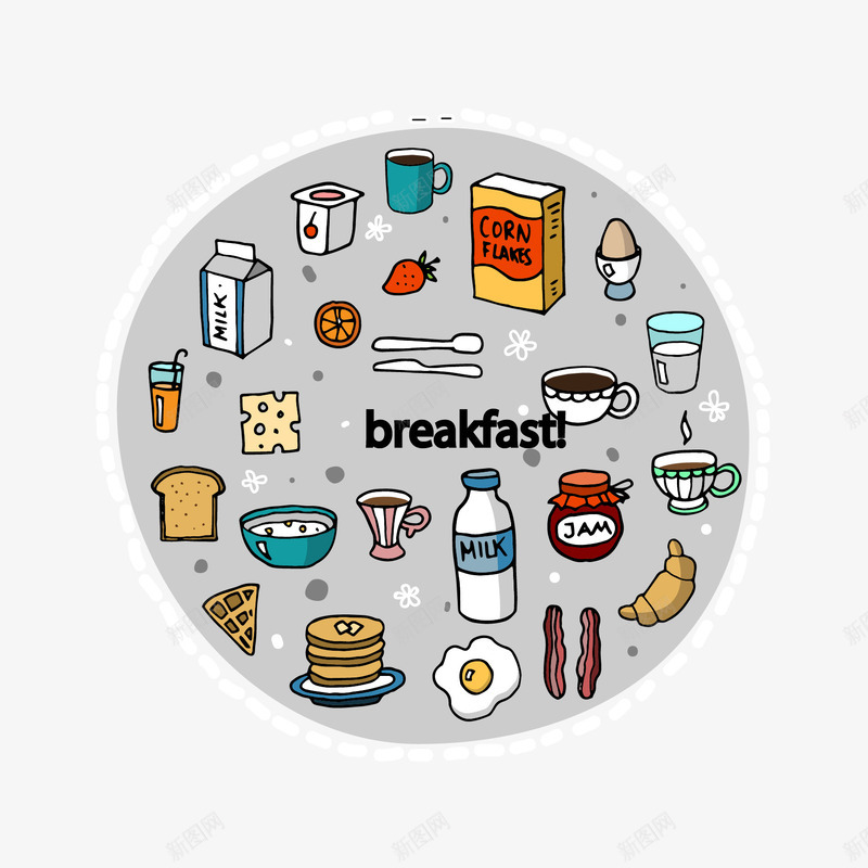 手绘食物矢量图ai免抠素材_88icon https://88icon.com 手绘 牛奶 酸奶 食物 矢量图