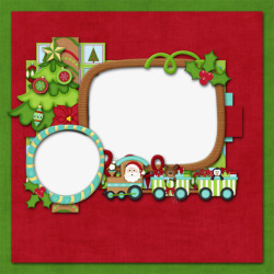 卡通红色圣诞小火车相框素材